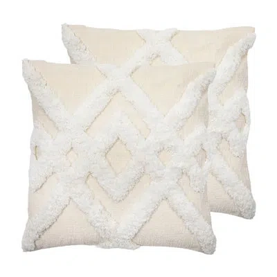 Gouchee Home Arcus Natural Geometric Tufted Throw Pillow For Sofa Or Bed, Set Of 2. In Beige