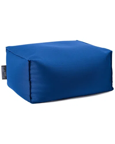 Gouchee Home Chamonix Outdoor/indoor Ottoman Pouf In Blue
