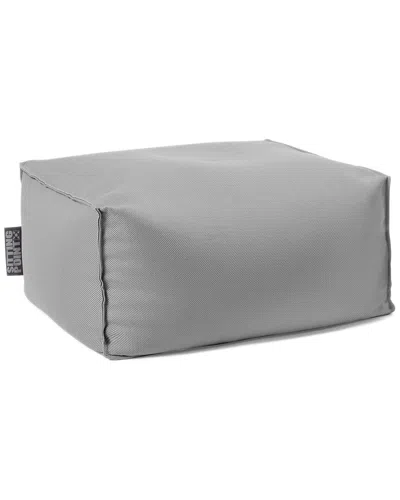 Gouchee Home Chamonix Outdoor/indoor Ottoman Pouf In Silver