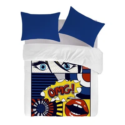Gouchee Home Comics Queen 3pc Duvet Cover Set In Blue