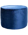 Gouchee Home Eclipse Indigo Blue Velvet Pouf In Blue