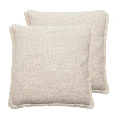Gouchee Home Edge Natural Fringe Throw Pillow With Linen-blend Cover And Insert, Set Of 2