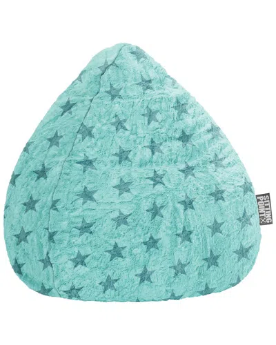 Gouchee Home Fluffy Stars Soft Faux-fur Bean Bag Chair In Turquoise