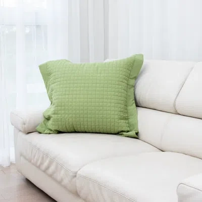Gouchee Home Grid Square Pillow Cover In Lime