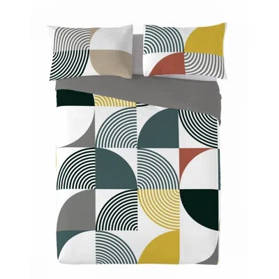 Gouchee Home Helsinki 3pcs Duvet Cover Set (90"wx92"l) In Gray;red;yellow;teal