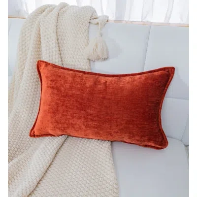 Gouchee Home Nicole Rectangular Chenille Pillow Cover & Insert In Terracota