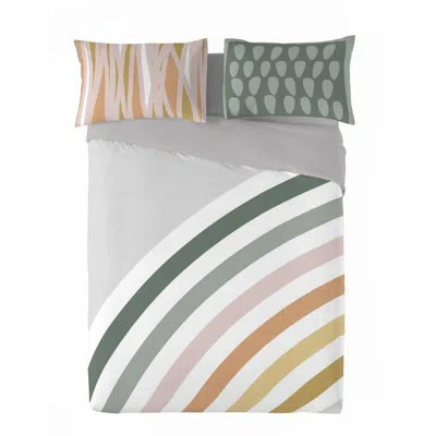 Gouchee Home Queen 3pcs Duvet Cover Set (90"wx92"l) In Green,pink,gold,white,beige,gray