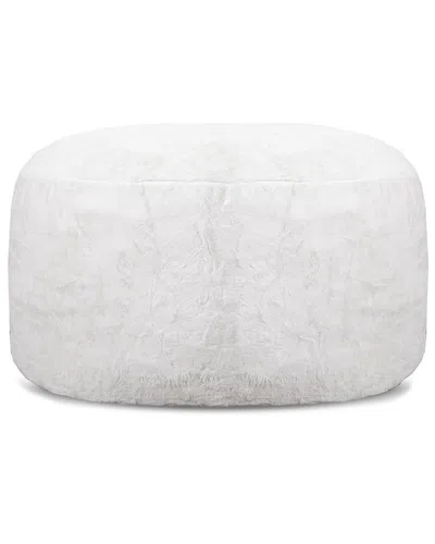 Gouchee Home Simcoe 4ft. Faux Rabbit Fur Foam Bean Bag Chair In White