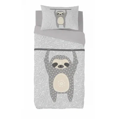 Gouchee Home Sloth Twin 2pcs Duvet Cover Set (66"wx86"l) In Gray,beige,white