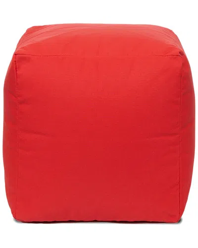Gouchee Home Soleil Cube Outdoor/indoor Ottoman Pouf In Red