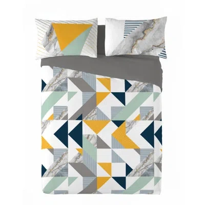 Gouchee Home Tekan King 3pcs Duvet Cover Set (106"wx92"l) In Yellow,navy,gray,white,green,gold