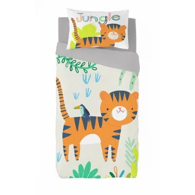 Gouchee Home Tiger Twin 2pcs Duvet Cover Set (66"wx86"l) In Orange,black,green,blue,yellow,white,gray