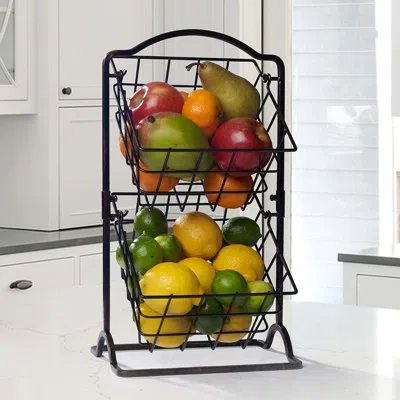 Gourmet Basics By Mikasa 2 Tier Hanging Wire Basket In Black