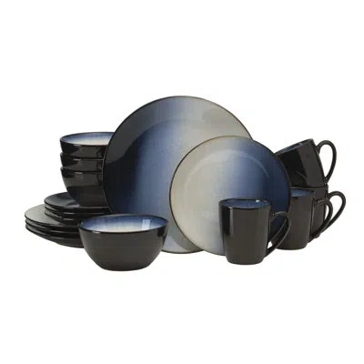 Gourmet Basics By Mikasa Asher Blue 16-piece Stoneware Dinnerware Set, Service For 4