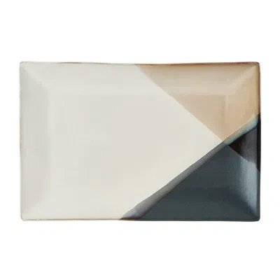 Gourmet Basics By Mikasa Caden Rectangular Serving Platter, 13.75 Inch, Multicolored In Black;white;tan