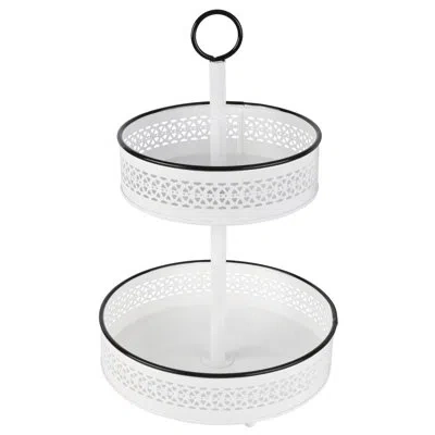 Gourmet Basics By Mikasa Eden 2 Tier Basket, 16.5 Inch In White