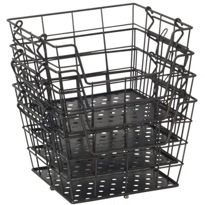 Gourmet Basics By Mikasa Ferme 4-tier Metal Floor Standing Fruit/home Storage Market Basket, Antique Black