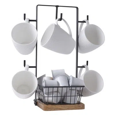 Gourmet Basics By Mikasa Gourmet Basics Stella Mug Tree With Basket In Black;brown