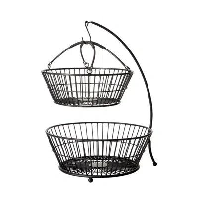 Gourmet Basics By Mikasa Gourmet Basics Tully 2 Tiered Basket With Banana Hanger In Black