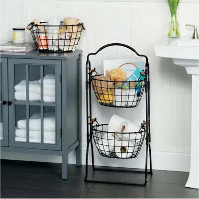 Gourmet Basics By Mikasa Harbor 3-tier Metal/wire Basket In Black