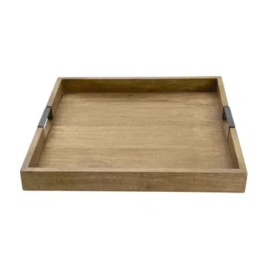 Gourmet Basics By Mikasa Lazy Susan Serving Tray, 18-inch, Mango Square In Brown