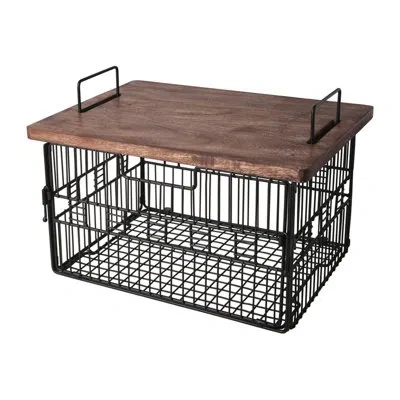 Gourmet Basics By Mikasa Madam Grid Stacking Basket With Lid In Black;brown