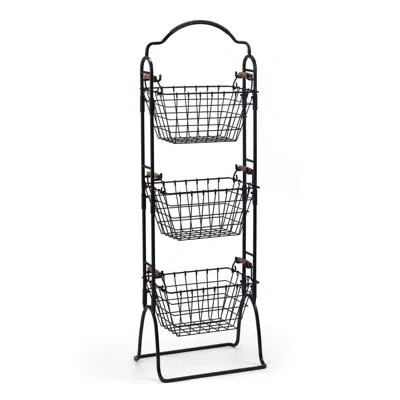 Gourmet Basics By Mikasa Pacific 3 Tier Market Basket In Black