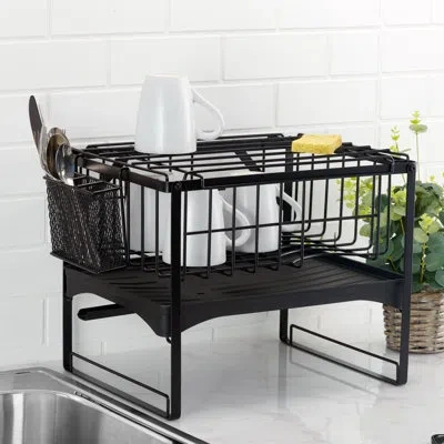 Gourmet Basics By Mikasa Pisa Two-tier Dish Rack In Black