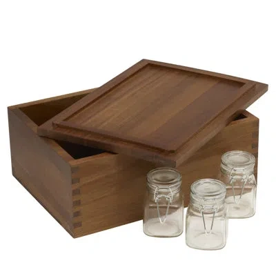 Gourmet Basics By Mikasa Reed Acacia And Glass Herbal Tea Storage Box In Brown