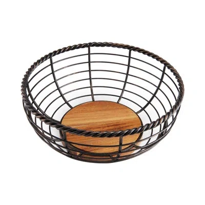 Gourmet Basics By Mikasa Rope Centerpiece Fruit Storage Basket, 11", Black In Antique Black