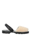 Goya Woman Ballet Flats Beige Size 7 Leather, Shearling In Sand