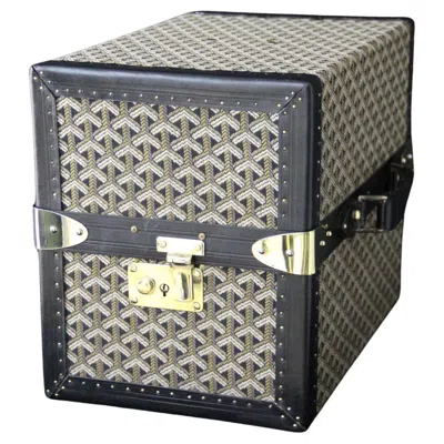 Pre-owned Goyard 1950's  Library Trunk In Chevron Canvas In Brown
