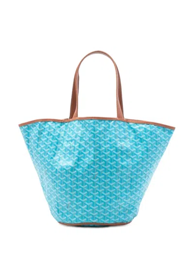 Pre-owned Goyard 2000-2025 Ine Reversible Belharra Tote Bag In Blue
