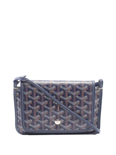Pre-owned Goyard 2000-2026 Ine Plumet Pocket Wallet Crossbody Bag In Blue