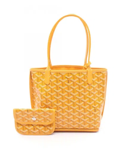 Pre-owned Goyard 2000-2026 Mini Ine Reversible Anjou Tote Bag In Yellow