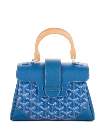 Pre-owned Goyard 2000s Top-handle Chevron Bag In Blue