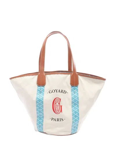 Pre-owned Goyard 2010-2025 Ine Reversible Belharra Tote Bag In White