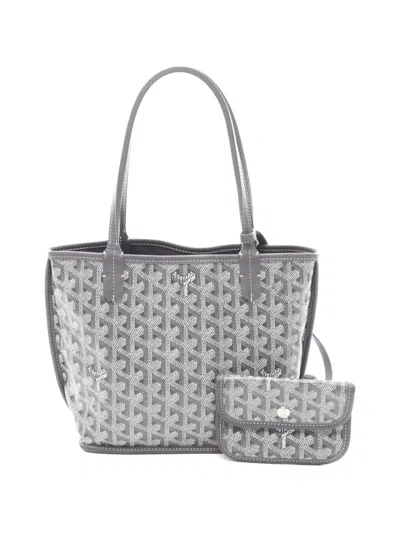 Pre-owned Goyard 2010 Mini Ange Reversible Tote Bag In Gray