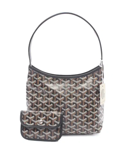 Pre-owned Goyard 2010-2026 Ine Mini Boheme Hobo Shoulder Bag In Black