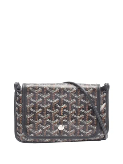 Pre-owned Goyard 2010-2026 Ine Plumet Pocket Wallet Crossbody Bag In Black