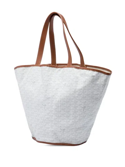 Pre-owned Goyard 2010-2026 Ine Reversible Belharra Tote Bag In White