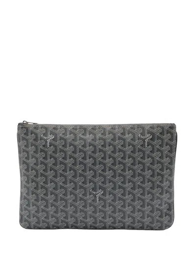 Pre-owned Goyard 2010-2026 Ine Senat Mm Clutch Bag In Gray