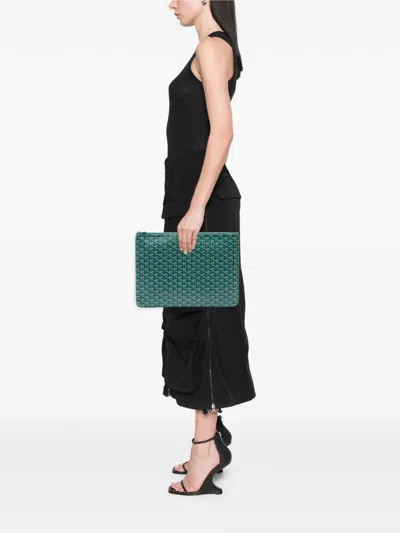 Pre-owned Goyard 2011 Ine Senat Gm Clutch Bag In Green