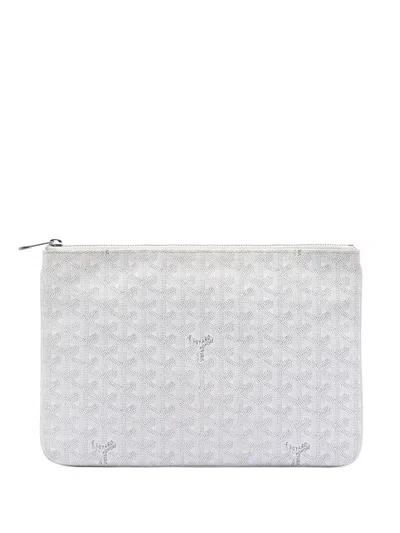 Pre-owned Goyard 2011 Ine Senat Mm Clutch Bag In White