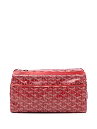 Pre-owned Goyard 2012 Ine Miroir Toiletry Pouch Gm Clutch Bag In Red