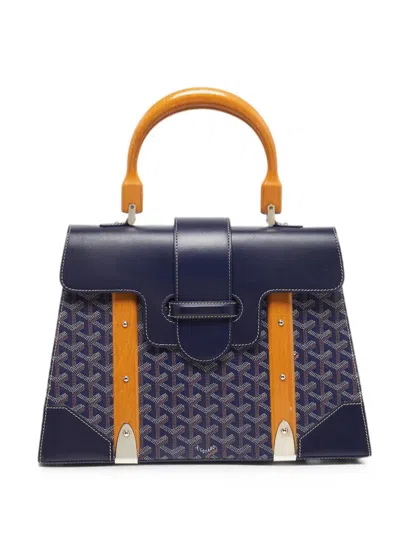 Pre-owned Goyard 2012 Saigon Mm Tote Bag In Blue