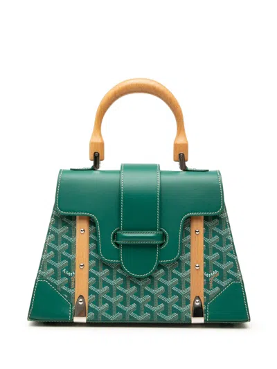 Pre-owned Goyard 2013 Ine Saigon Structured Pm Satchel In Green