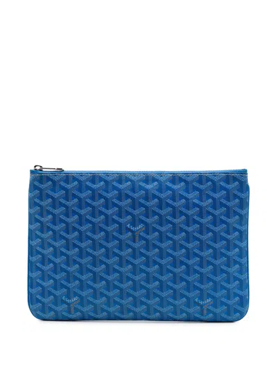 Pre-owned Goyard 2015 Ine Senat Mm Clutch Bag In Blue