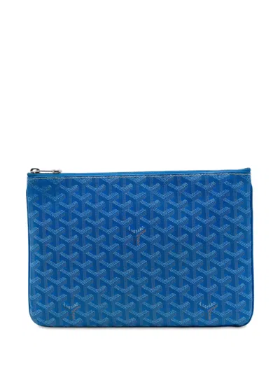 Pre-owned Goyard 2015 Ine Senat Mm Clutch Bag In Blue