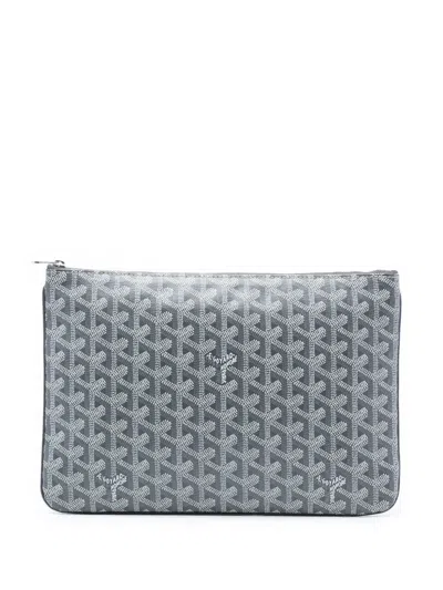 Pre-owned Goyard 2015 Ine Senat Mm Clutch Bag In Gray